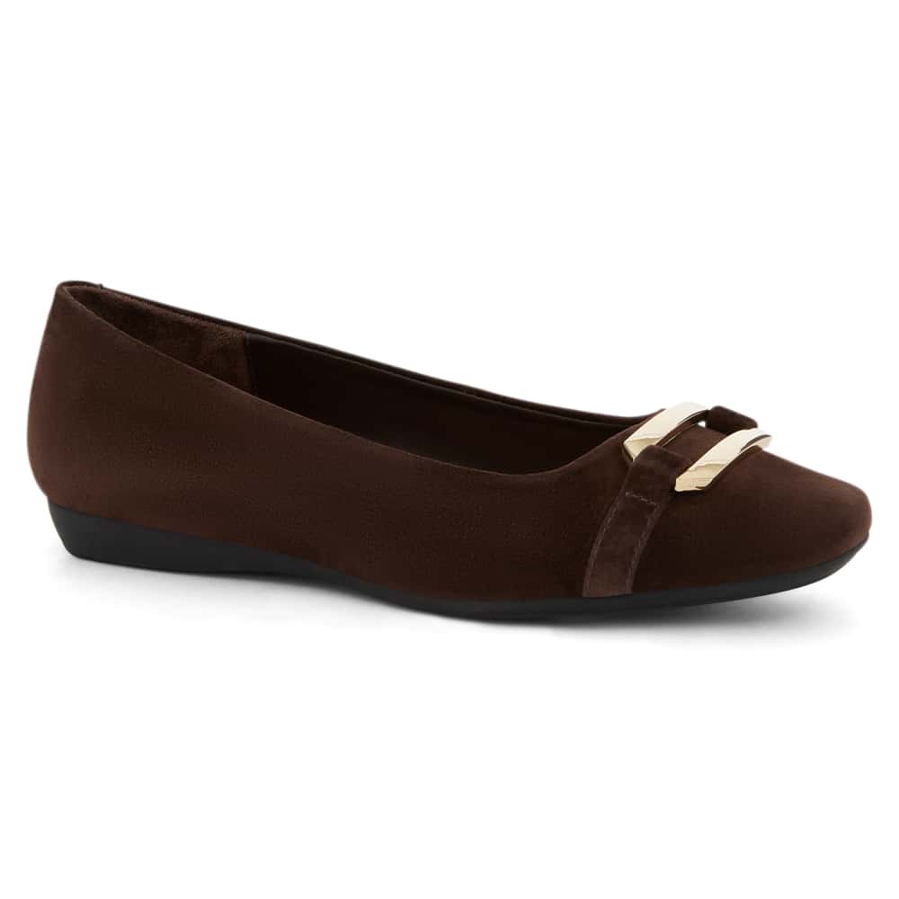 Twin Ballet Flat in Chocolate  Suede