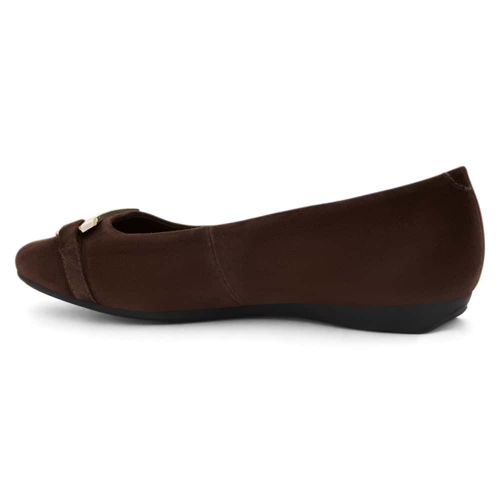 Twin Ballet Flat in Chocolate  Suede