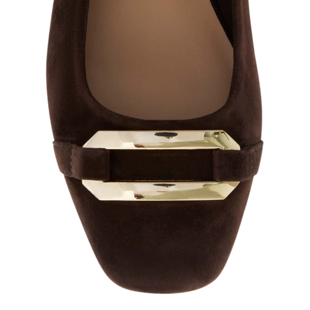 Twin Ballet Flat in Chocolate  Suede