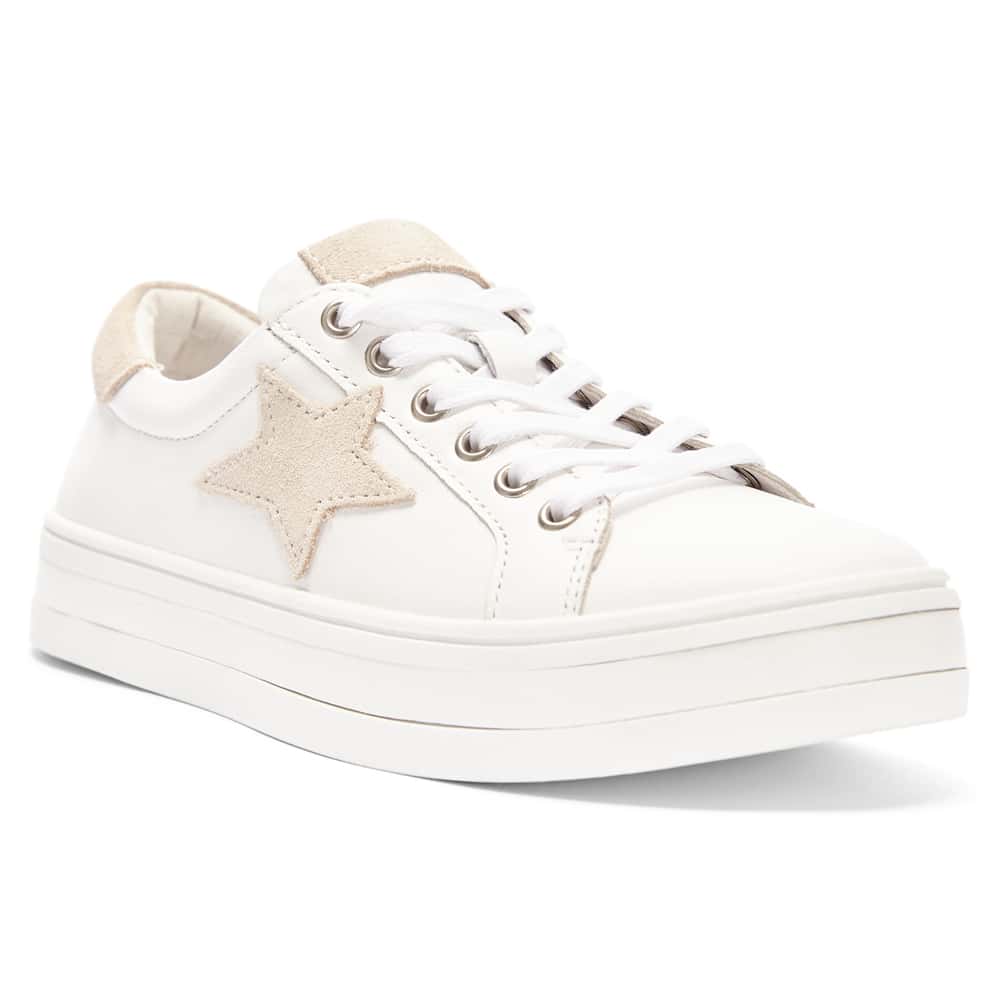 Ultra Sneaker in White And Taupe Leather