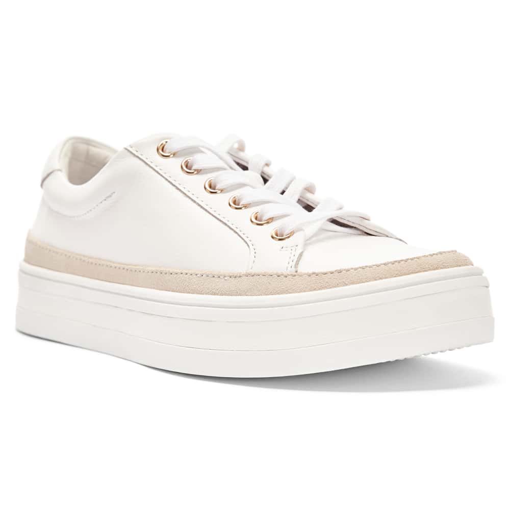 Uruguay Sneaker in White And Taupe Leather