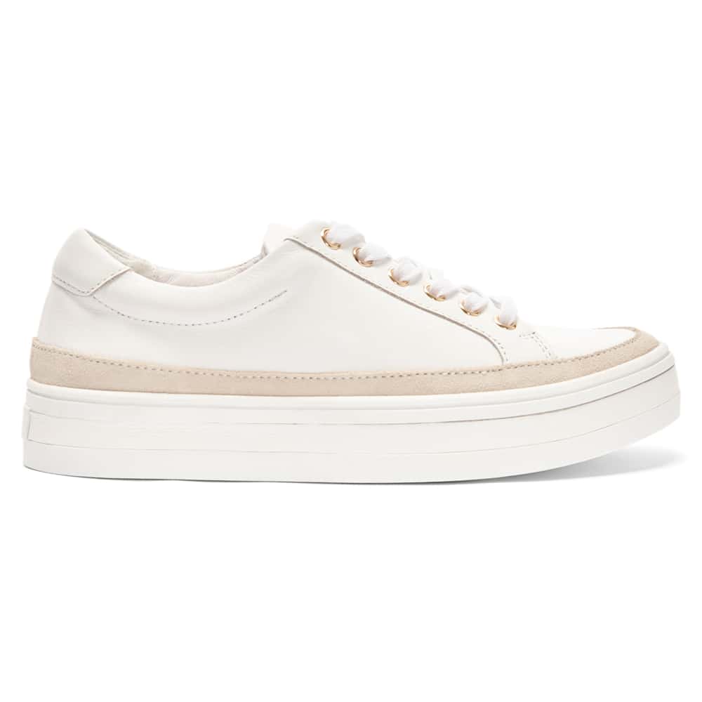 Uruguay Sneaker in White And Taupe Leather