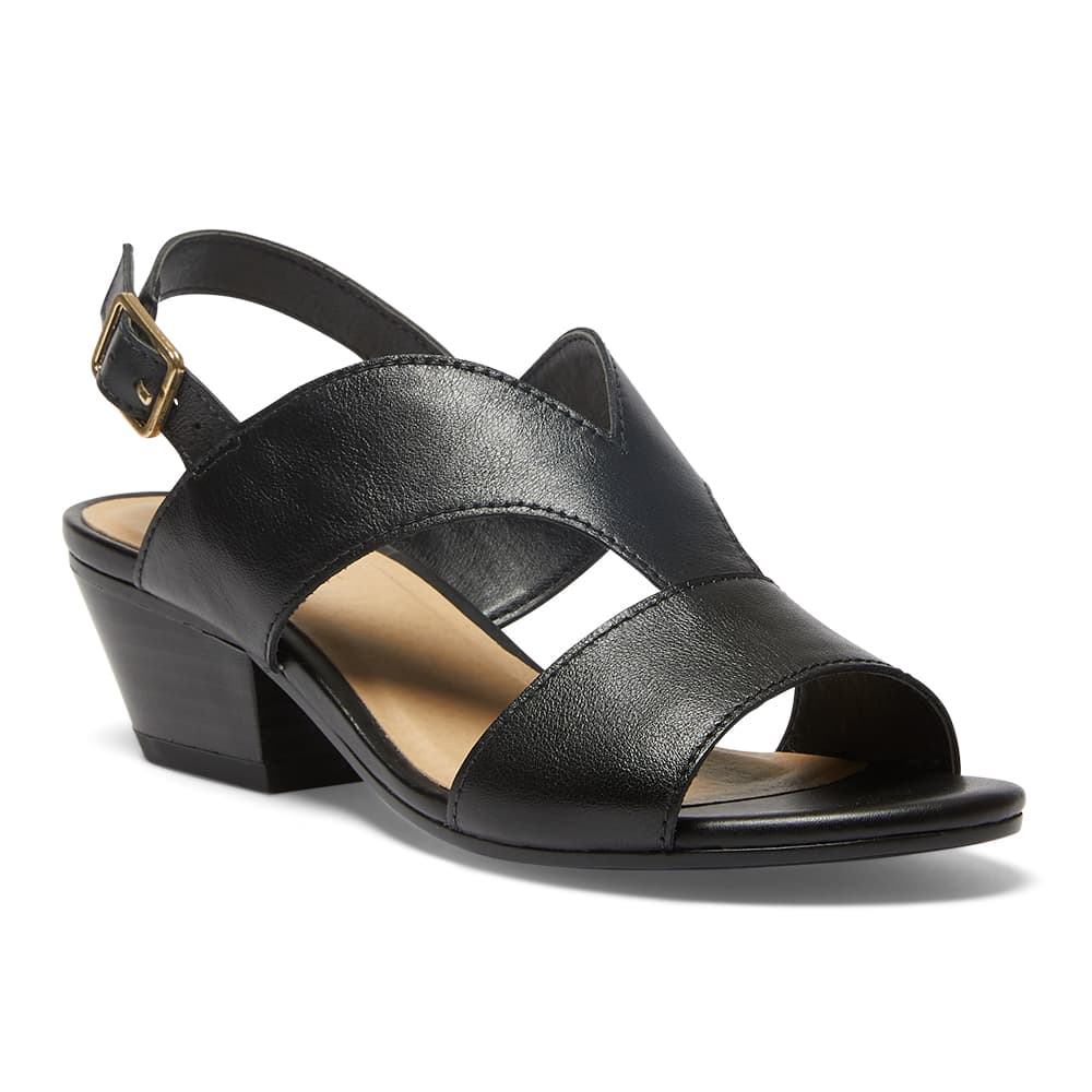Valetta Heel in Black Leather