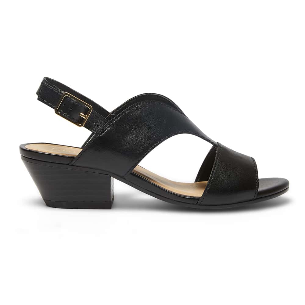 Valetta Heel in Black Leather