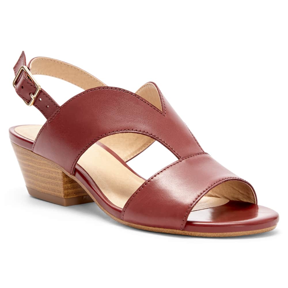 Valetta Heel in Red Leather