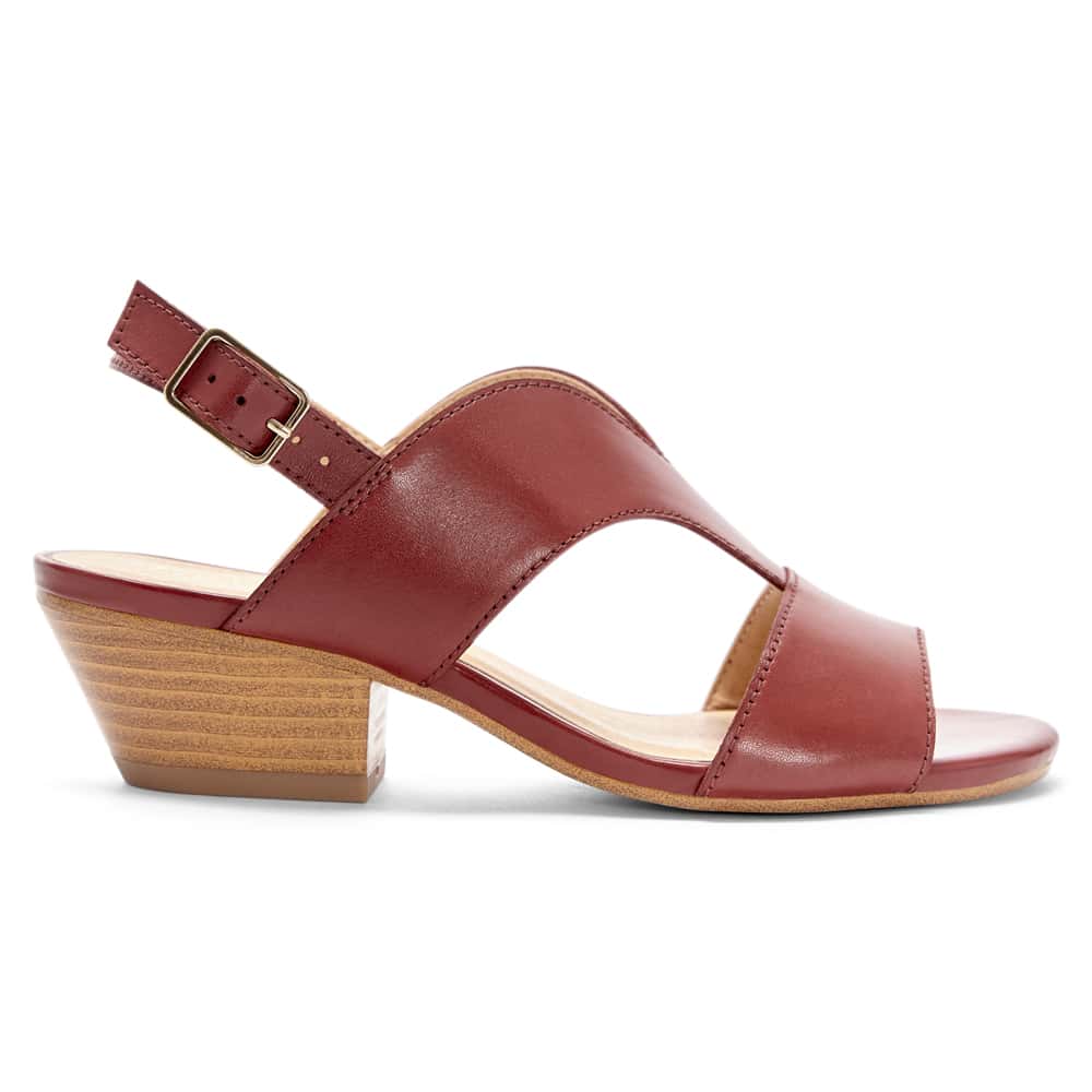 Valetta Heel in Red Leather