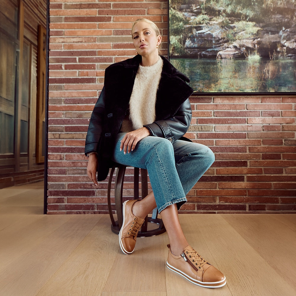 Whisper Sneaker in Tan Leather