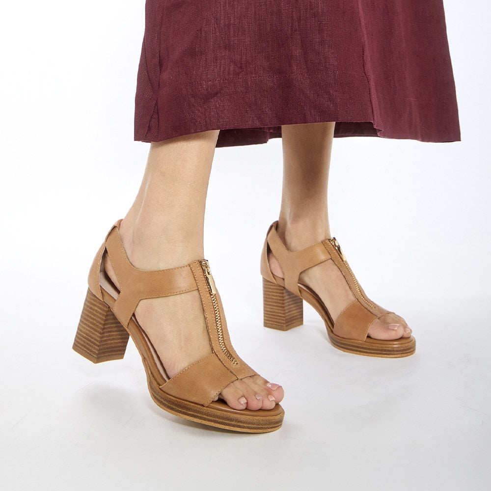 Abigail Heel in Tan Leather