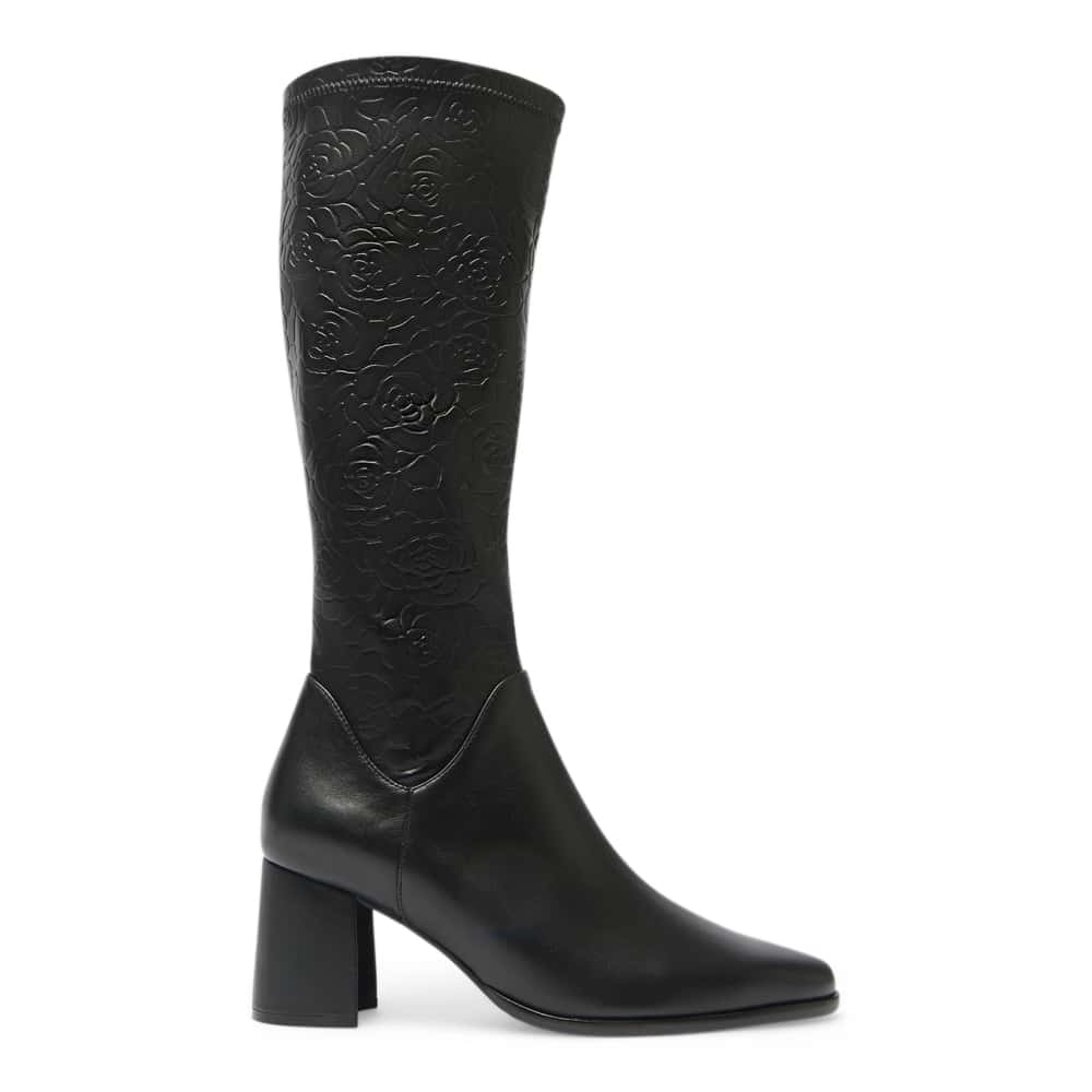 Altona Boot in Black / Emboss Stretch Leather