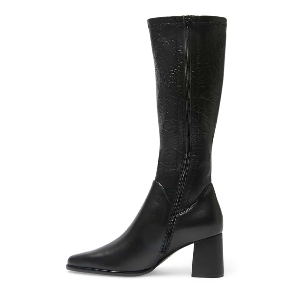 Altona Boot in Black / Emboss Stretch Leather