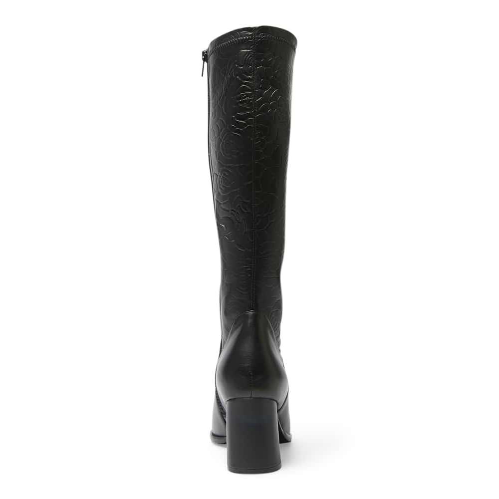 Altona Boot in Black / Emboss Stretch Leather