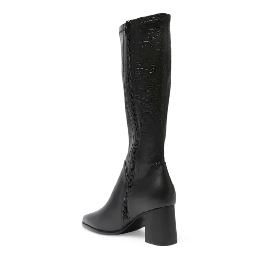 Altona Boot in Black / Emboss Stretch Leather