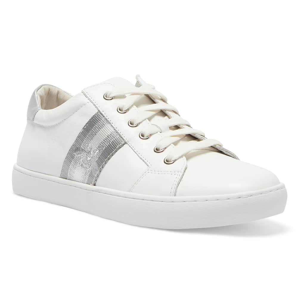 Belem Sneaker in White And Silver Leather