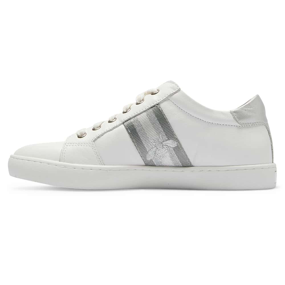 Belem Sneaker in White And Silver Leather