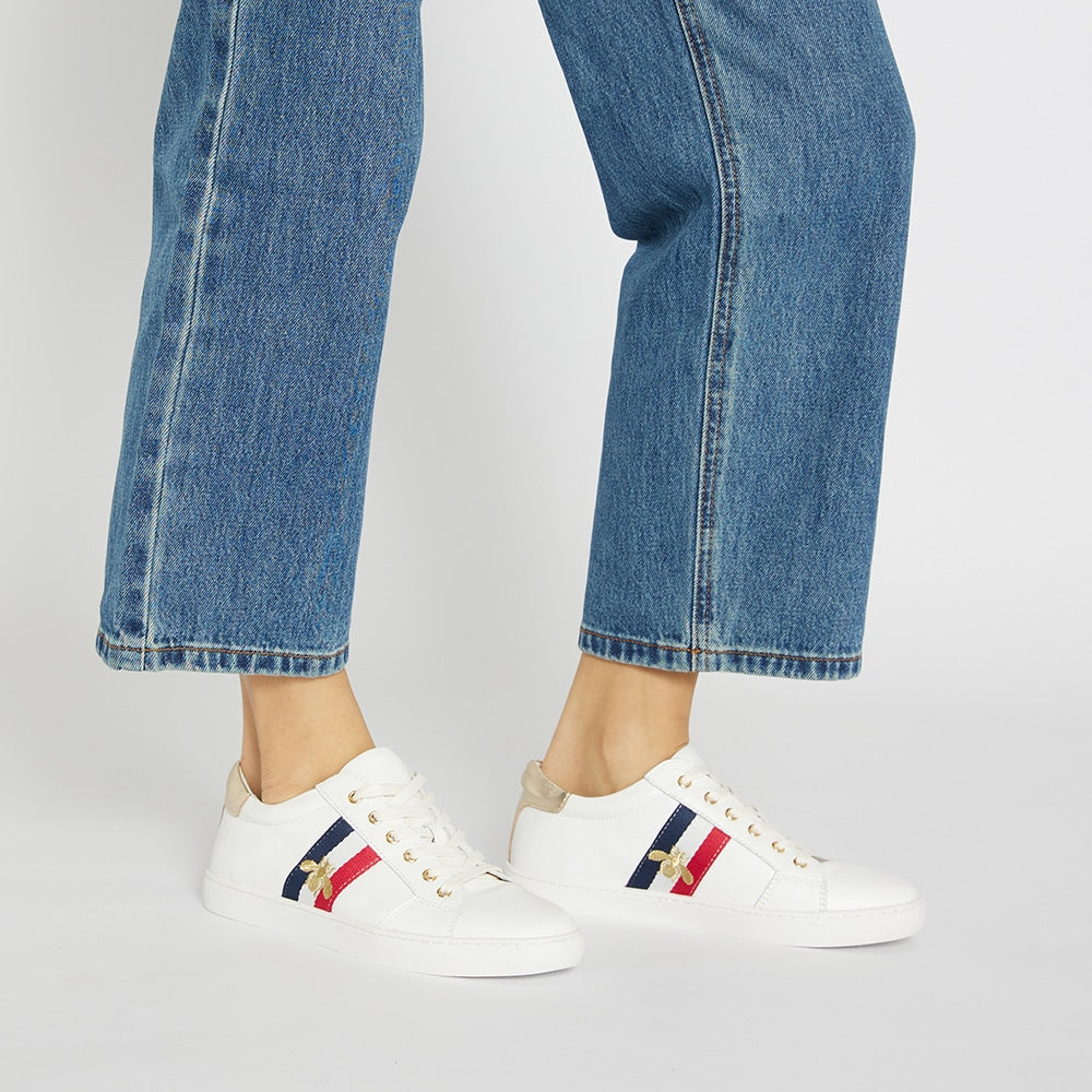 Belem Sneaker in White And Gold Leather
