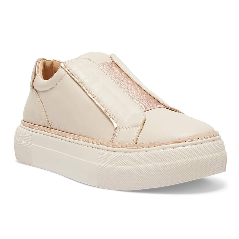 Buffy Sneaker in Ivory And Gold Leather