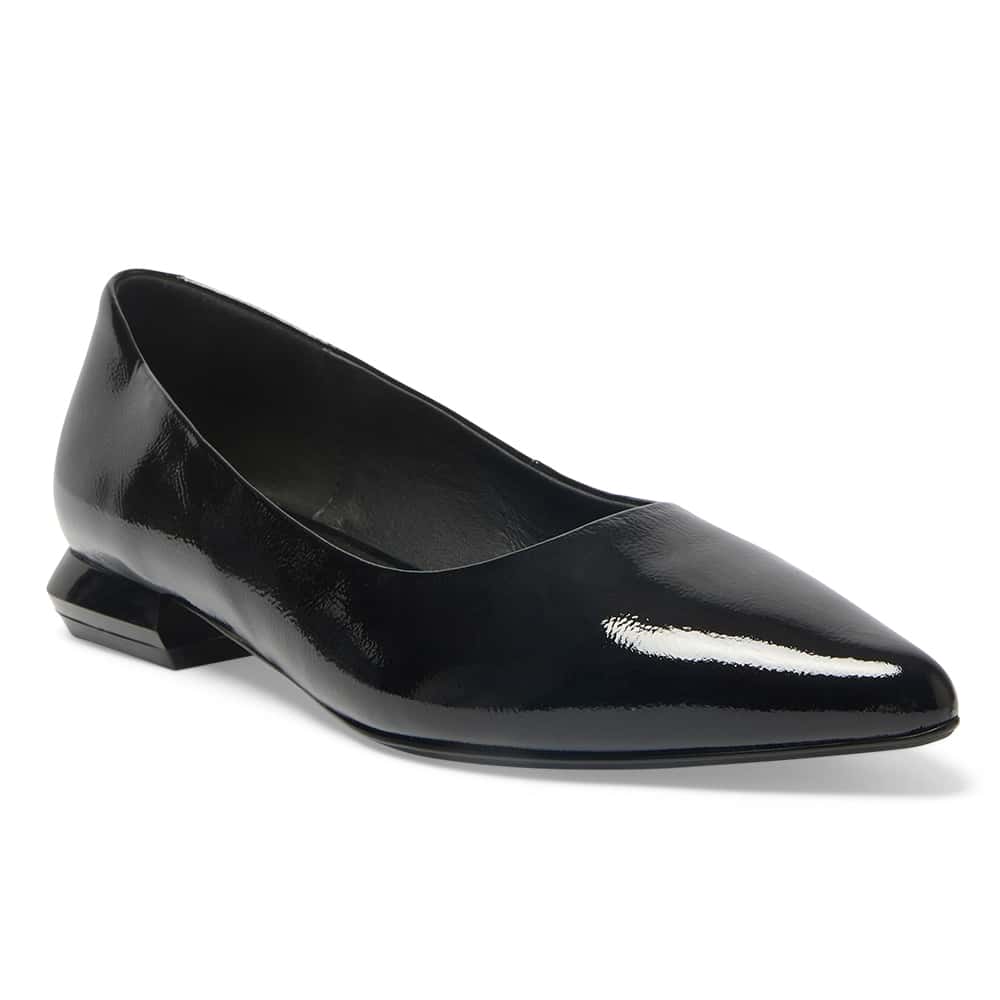 Cassie Ballet Flat in Black Patent