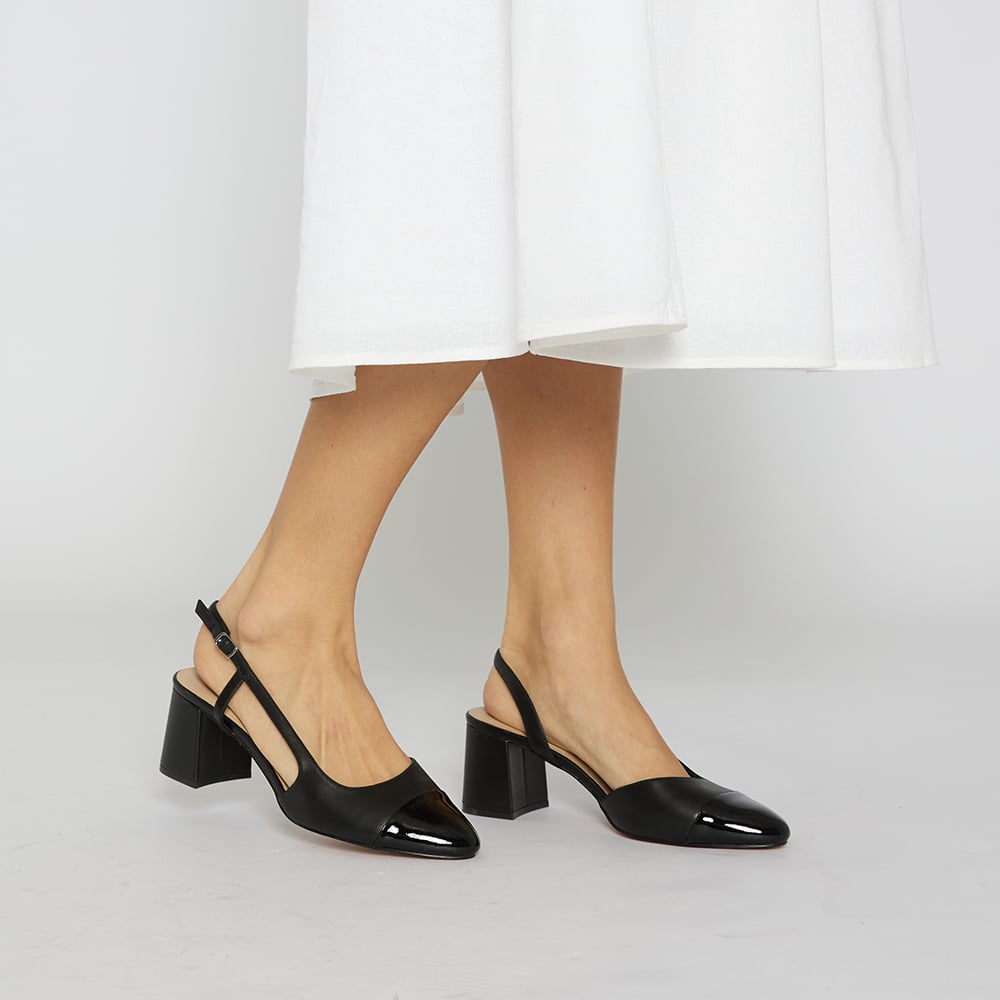 Chapter Heel in Black On Black Leather