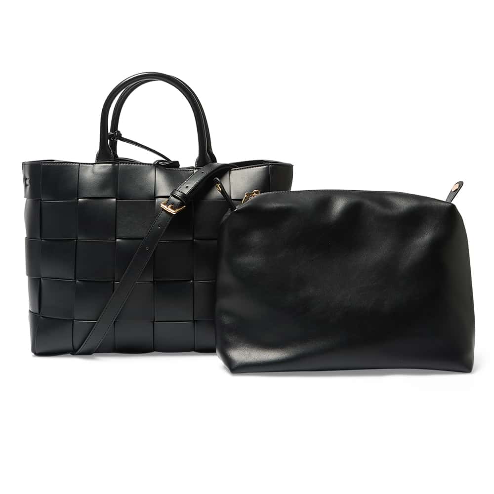 Dice Tote in Black Weave