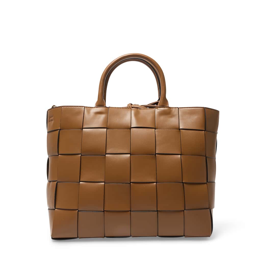 Dice Tote in Dark Tan Weave