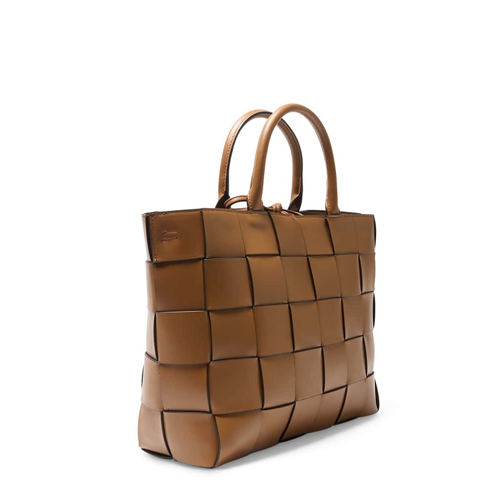 Dice Tote in Dark Tan Weave