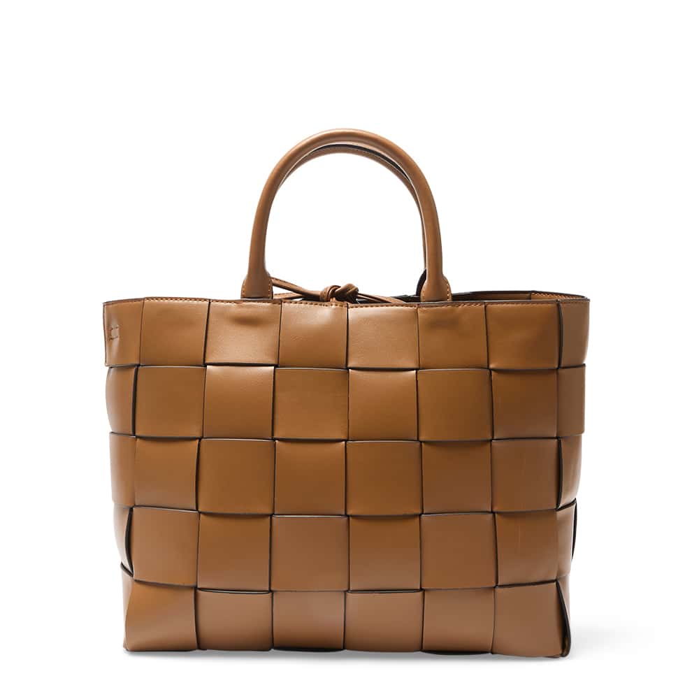Dice Tote in Dark Tan Weave