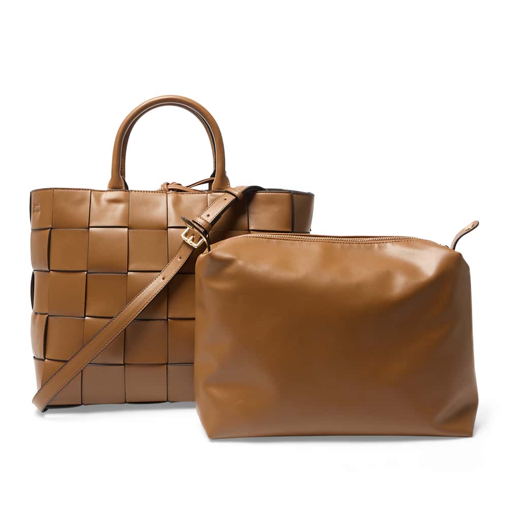 Dice Tote in Dark Tan Weave