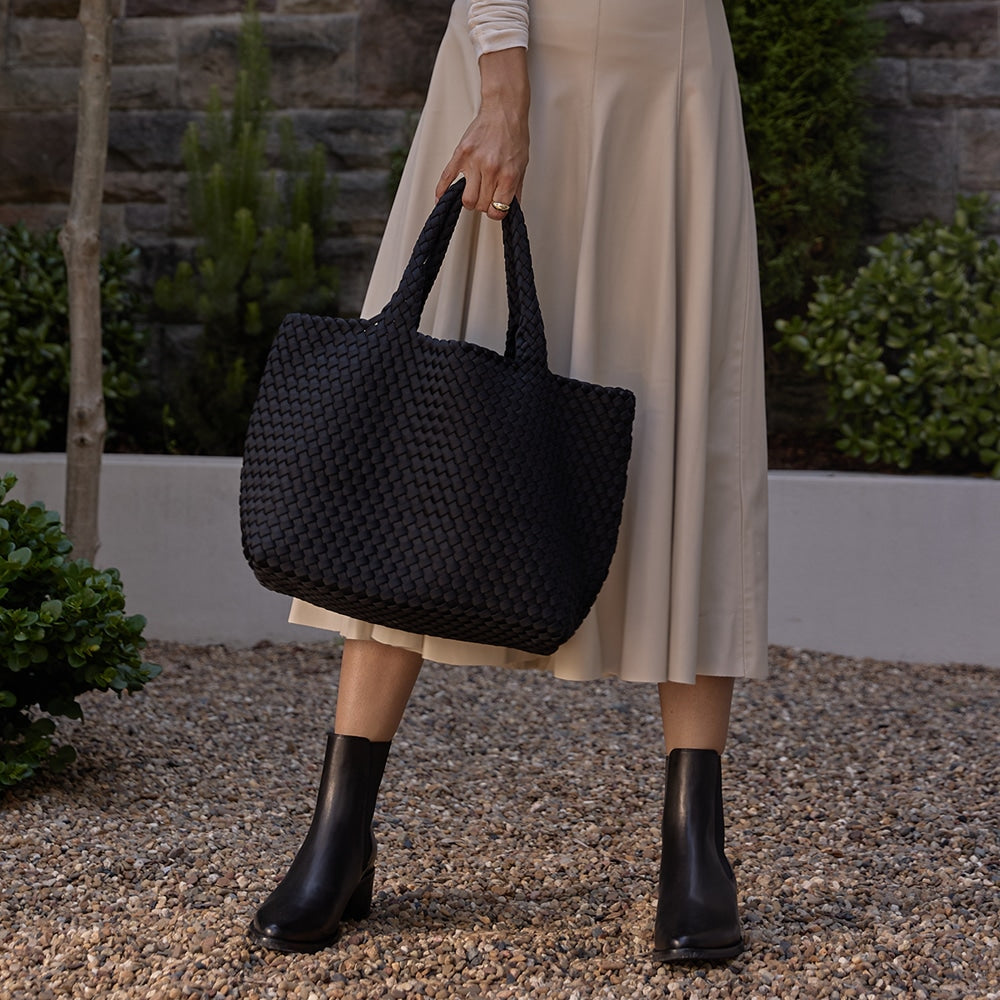 Duet Handbag in Black Weave Fabric