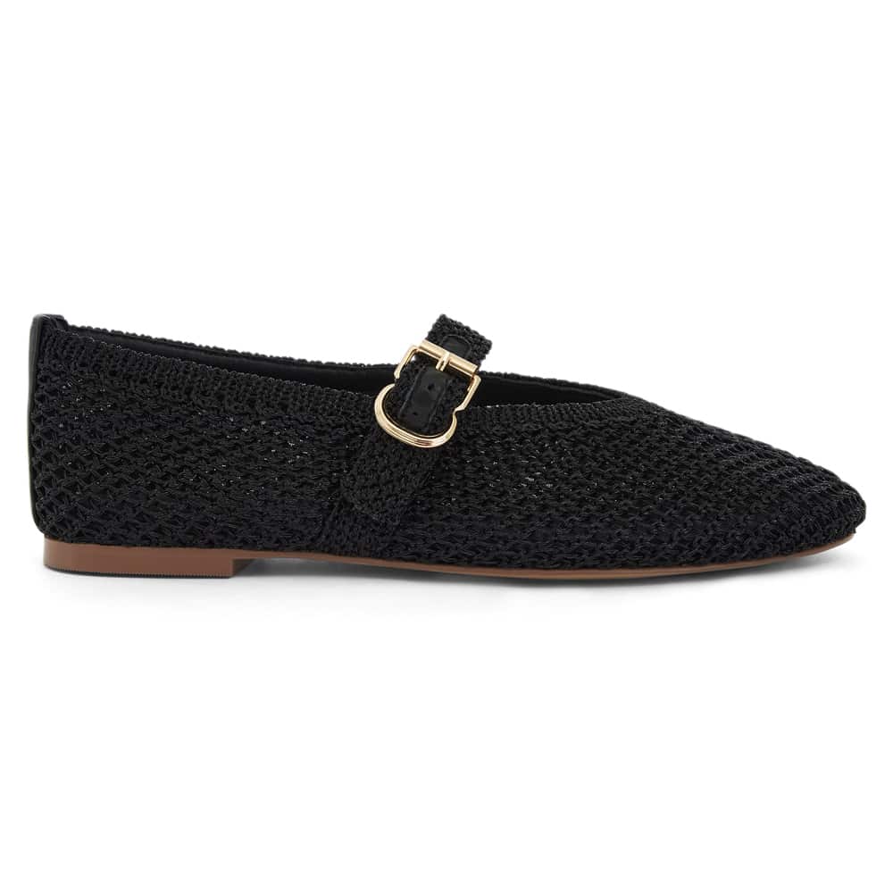 Elope Ballet Flat in Black Crochet