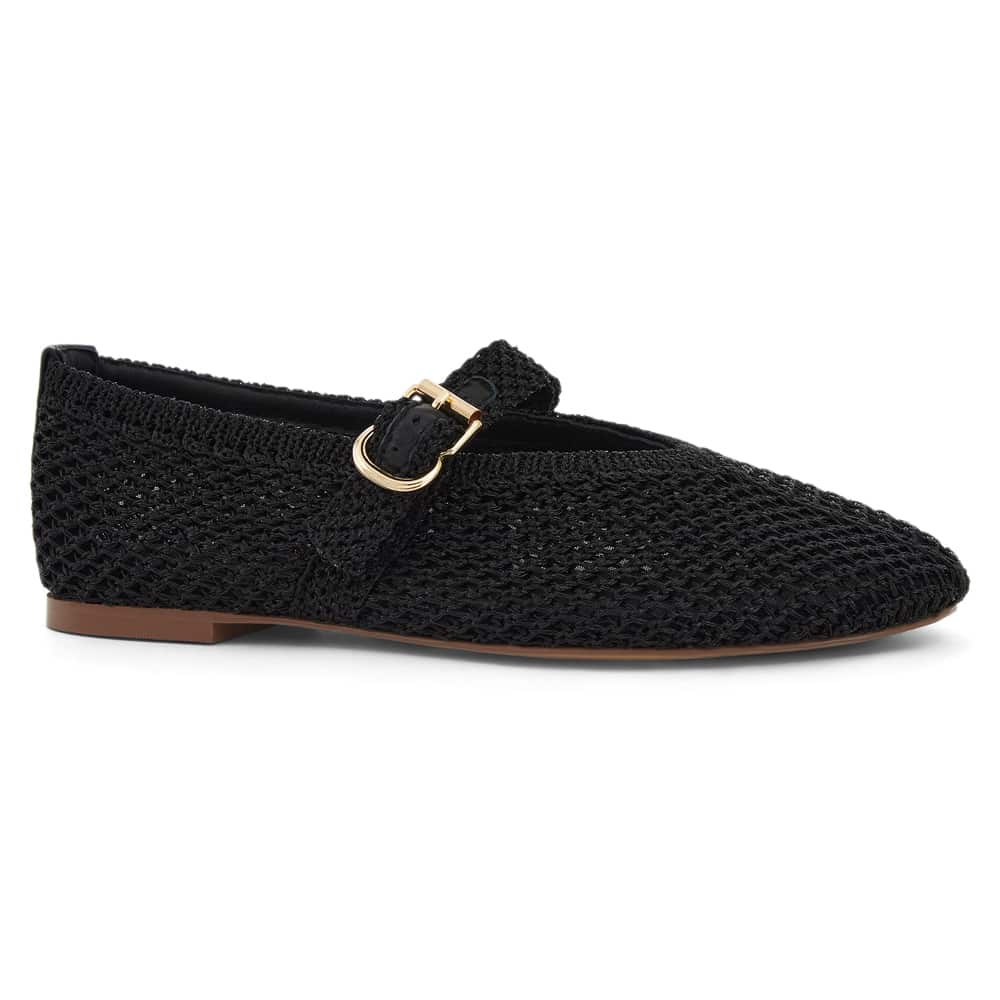 Elope Ballet Flat in Black Crochet