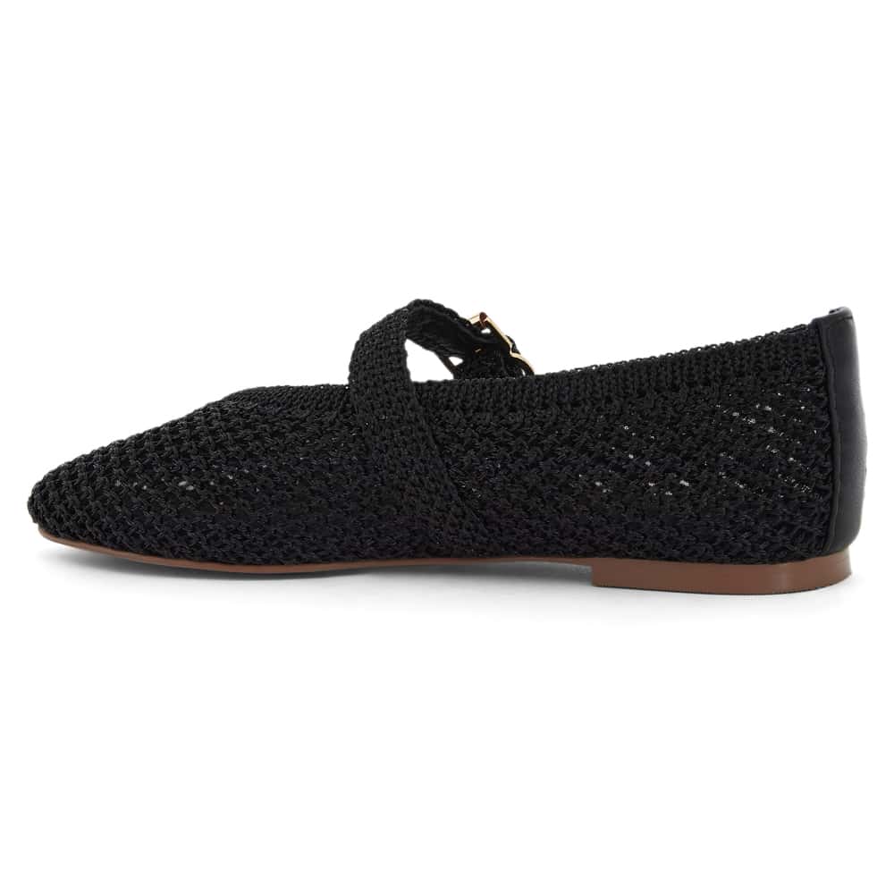 Elope Ballet Flat in Black Crochet