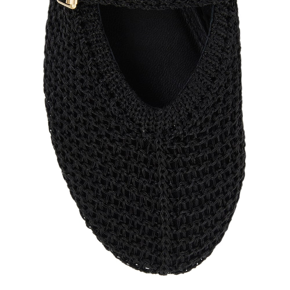 Elope Ballet Flat in Black Crochet