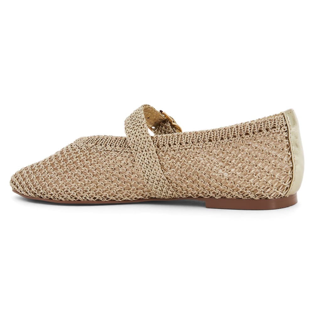 Elope Ballet Flat in Gold Crochet