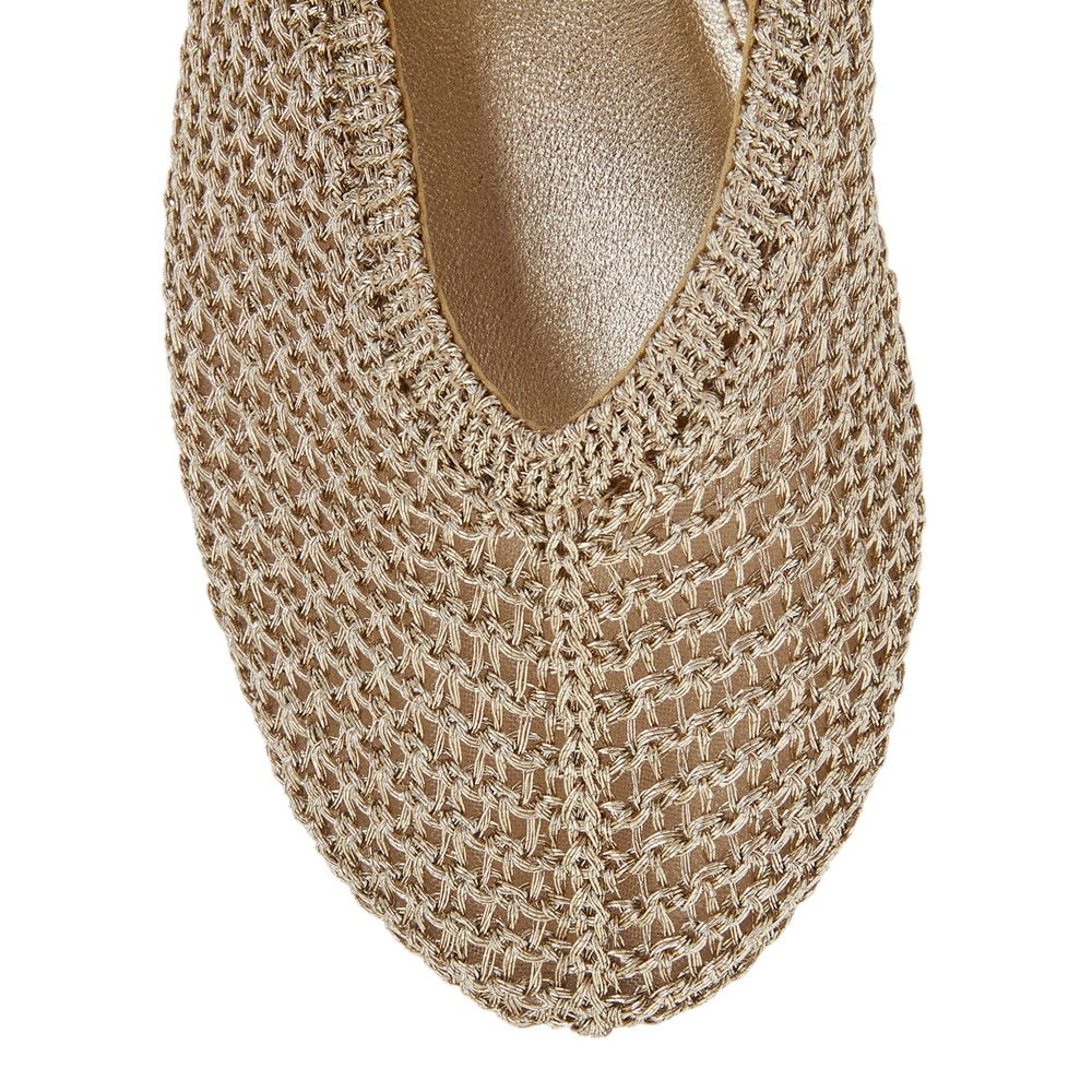 Elope Ballet Flat in Gold Crochet