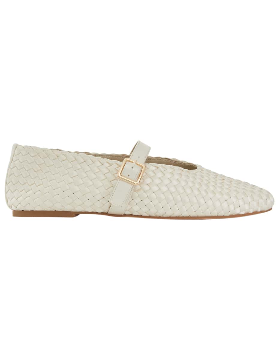 Ezra Ballet Flat in Bone Weave