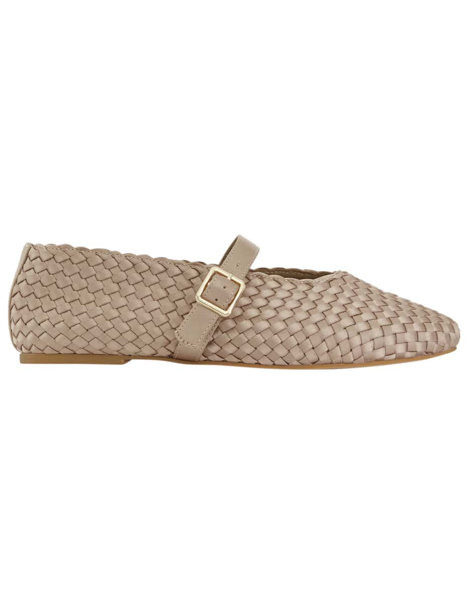 Ezra Ballet Flat in Taupe Weave