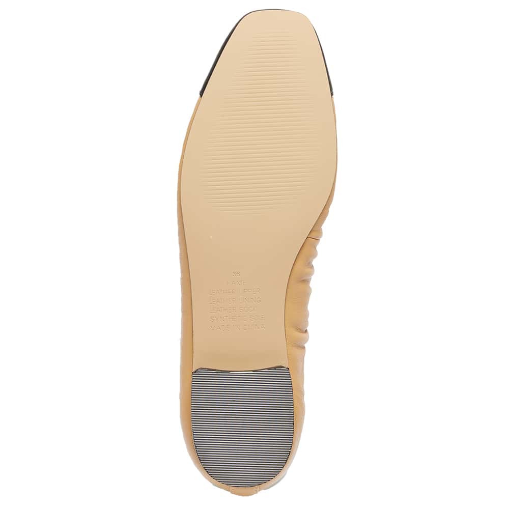 Fame Ballet Flat in Black And Camel Leather