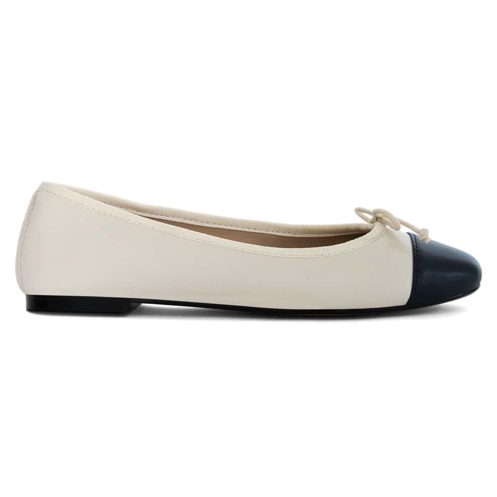 Femme Ballet Flat in Navy And Ivory Leather