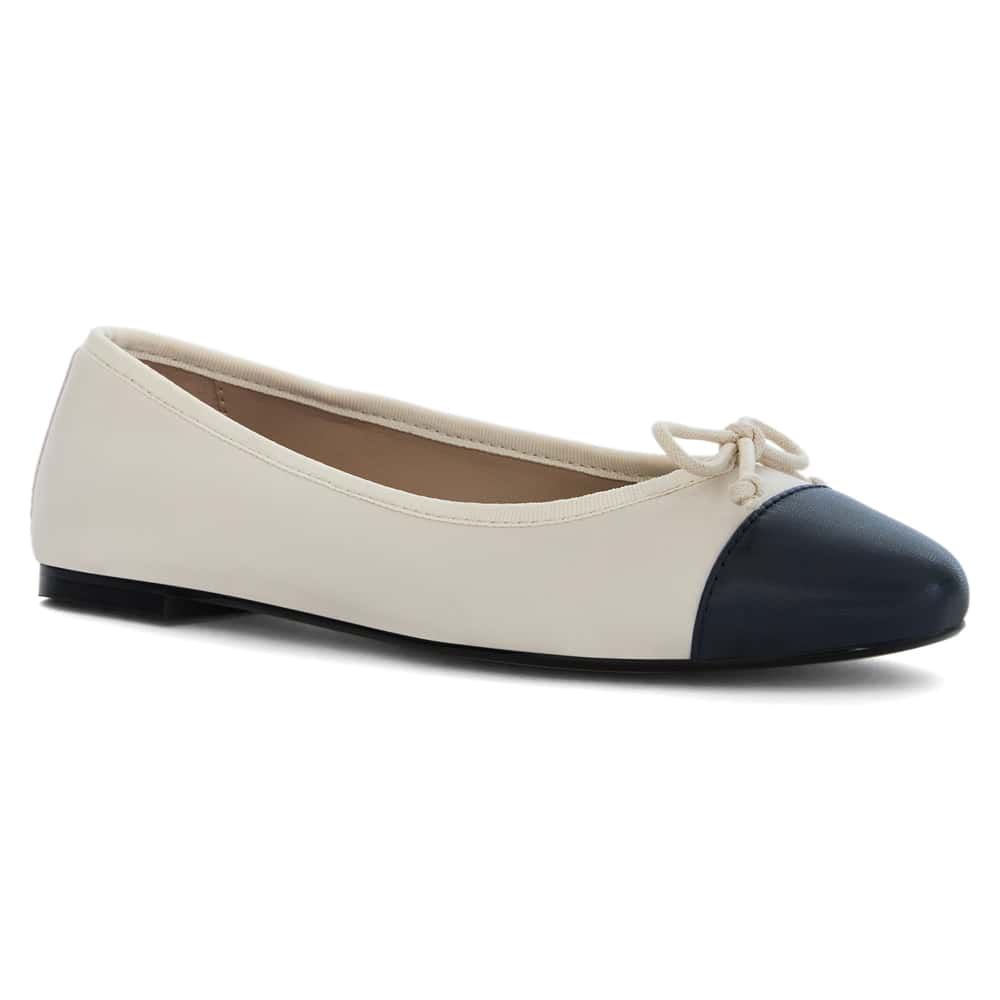 Femme Ballet Flat in Navy And Ivory Leather