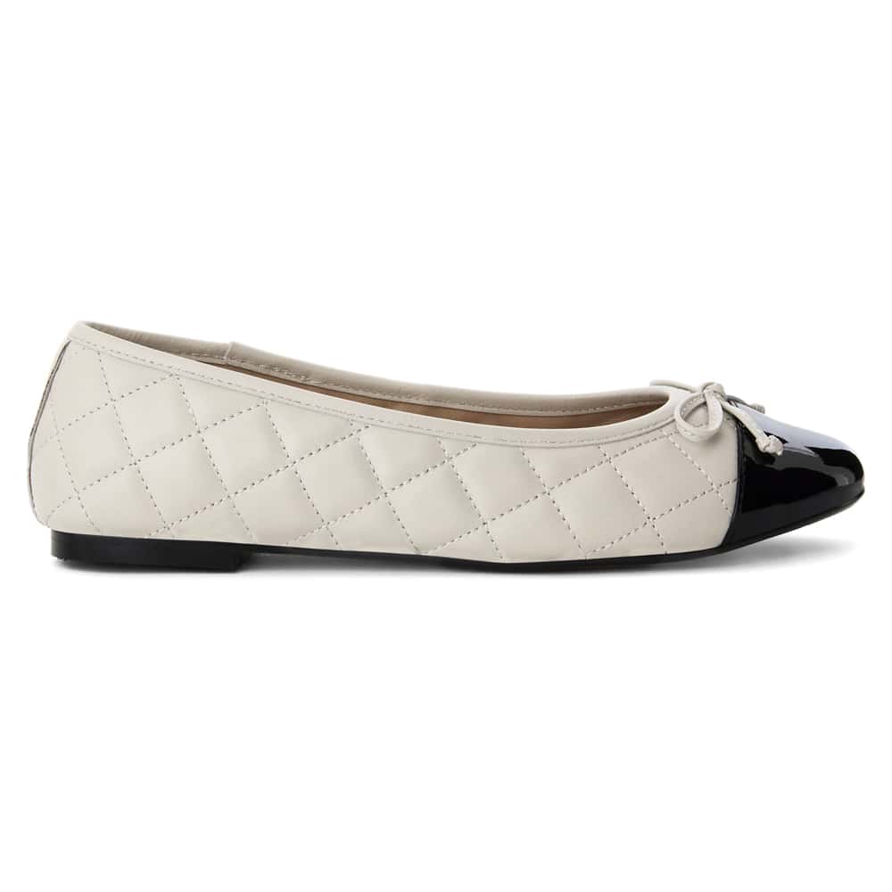 Fifi Ballet Flat in Black Patent/bone Leather