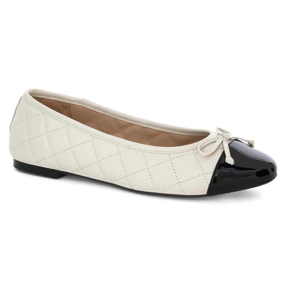 Fifi Ballet Flat in Black Patent/bone Leather