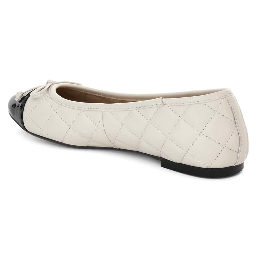 Fifi Ballet Flat in Black Patent/bone Leather