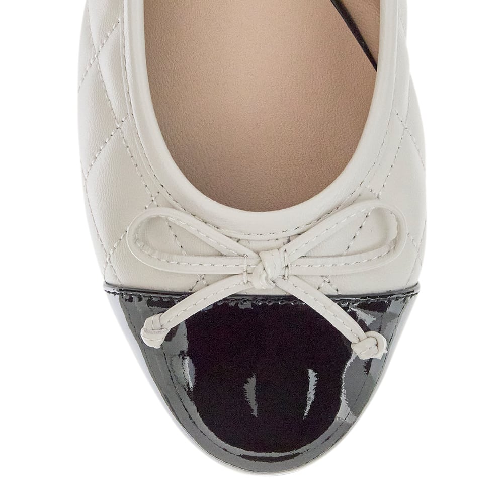 Fifi Ballet Flat in Black Patent/bone Leather