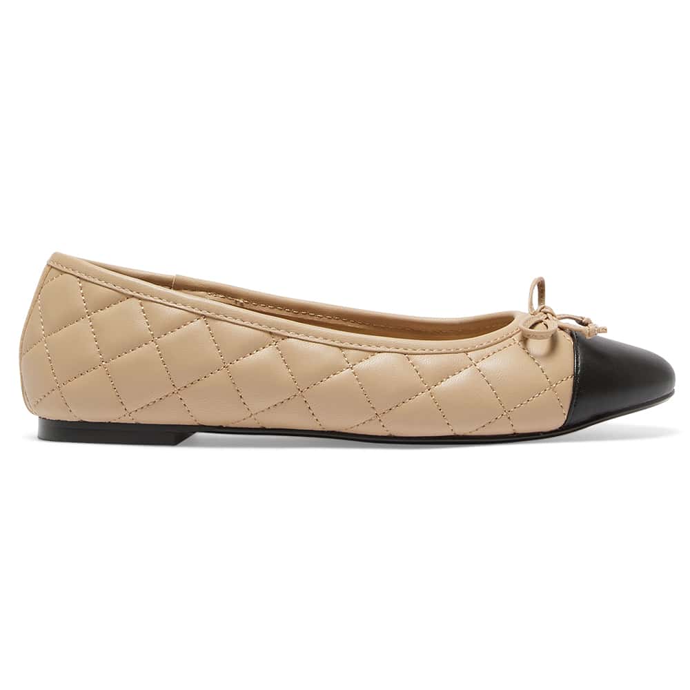 Fifi Ballet Flat in Black And Camel Leather