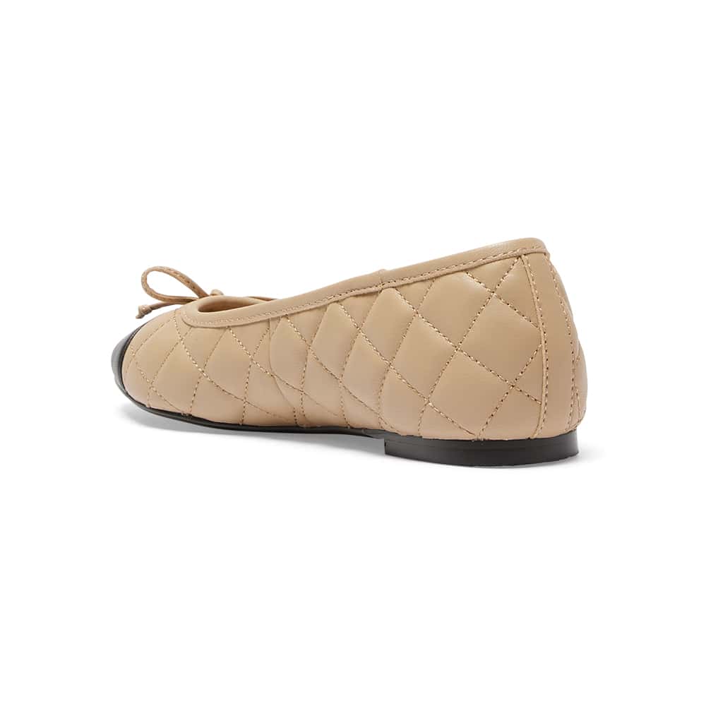 Fifi Flat in Black And Camel Leather