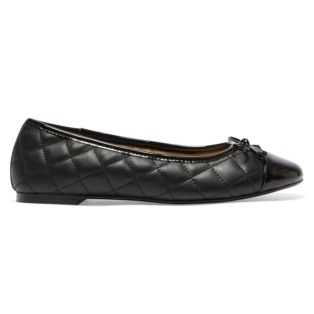 Fifi Ballet Flat in Black On Black Leather