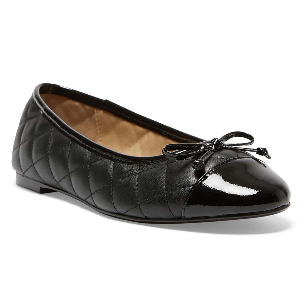 Fifi Ballet Flat in Black On Black Leather