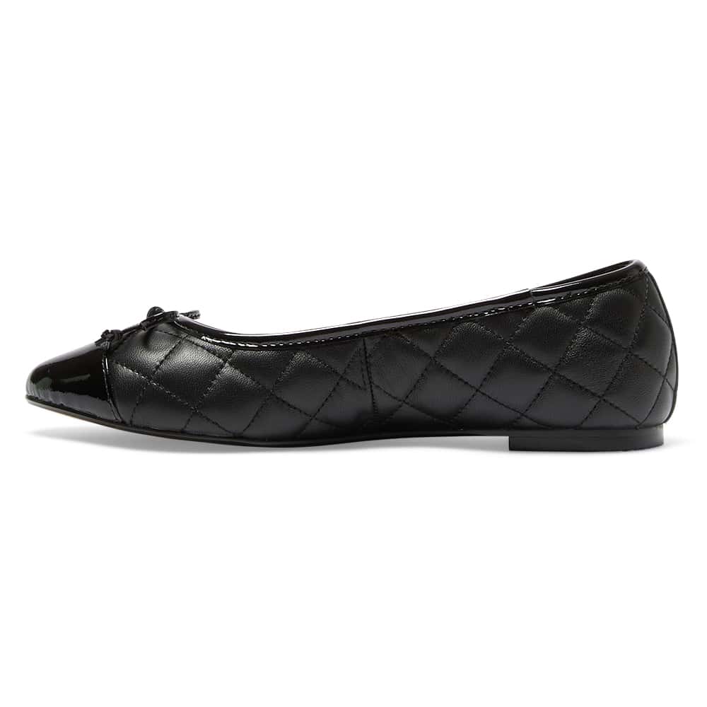 Fifi Ballet Flat in Black On Black Leather