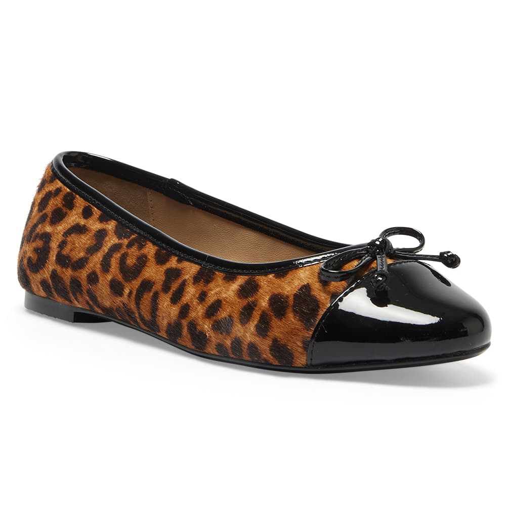 Fifi Ballet Flat in Black Patent/animal Leather