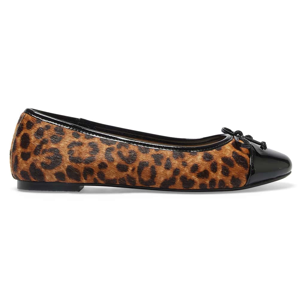 Fifi Ballet Flat in Black Patent/animal Leather
